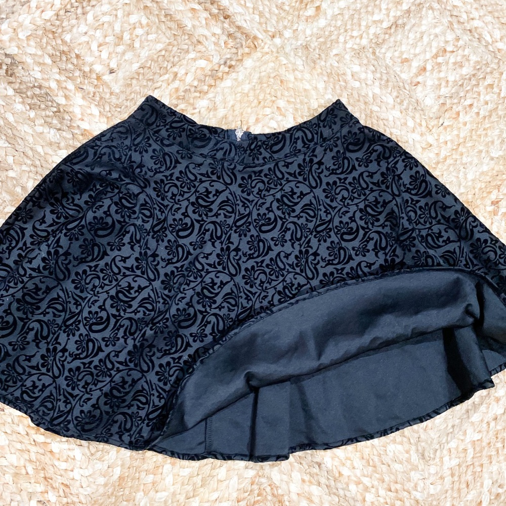 Black Damask Mini Skirt